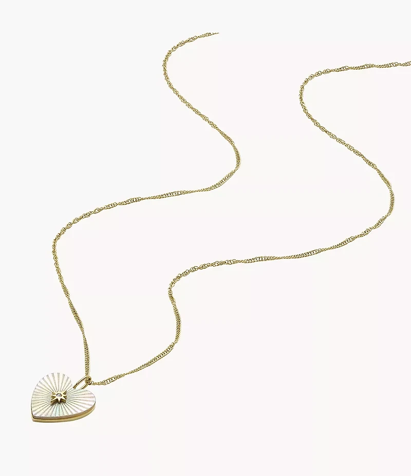 Sutton Radiant Love Gold-Tone Mother-of-Pearl Stainless Steel Heart Pendant Necklace