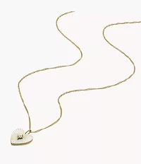 Sutton Radiant Love Gold-Tone Mother-of-Pearl Stainless Steel Heart Pendant Necklace