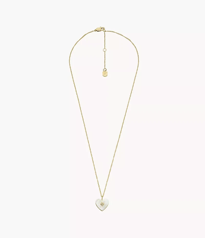 Sutton Radiant Love Gold-Tone Mother-of-Pearl Stainless Steel Heart Pendant Necklace