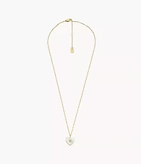 Sutton Radiant Love Gold-Tone Mother-of-Pearl Stainless Steel Heart Pendant Necklace