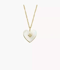 Sutton Radiant Love Gold-Tone Mother-of-Pearl Stainless Steel Heart Pendant Necklace