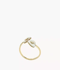 Sutton Radiant Love Gold-Tone Stainless Steel Mother-of-Pearl Heart Toi Et Moi Ring