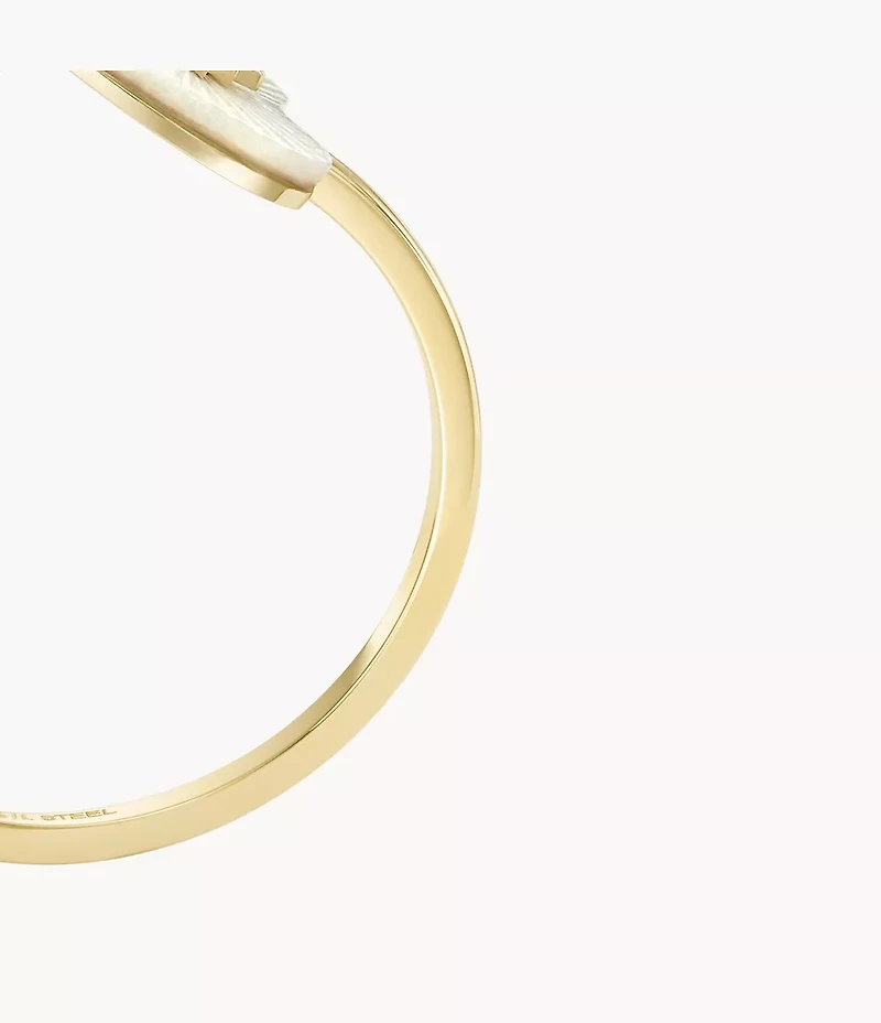 Sutton Radiant Love Gold-Tone Stainless Steel Mother-of-Pearl Heart Toi Et Moi Ring