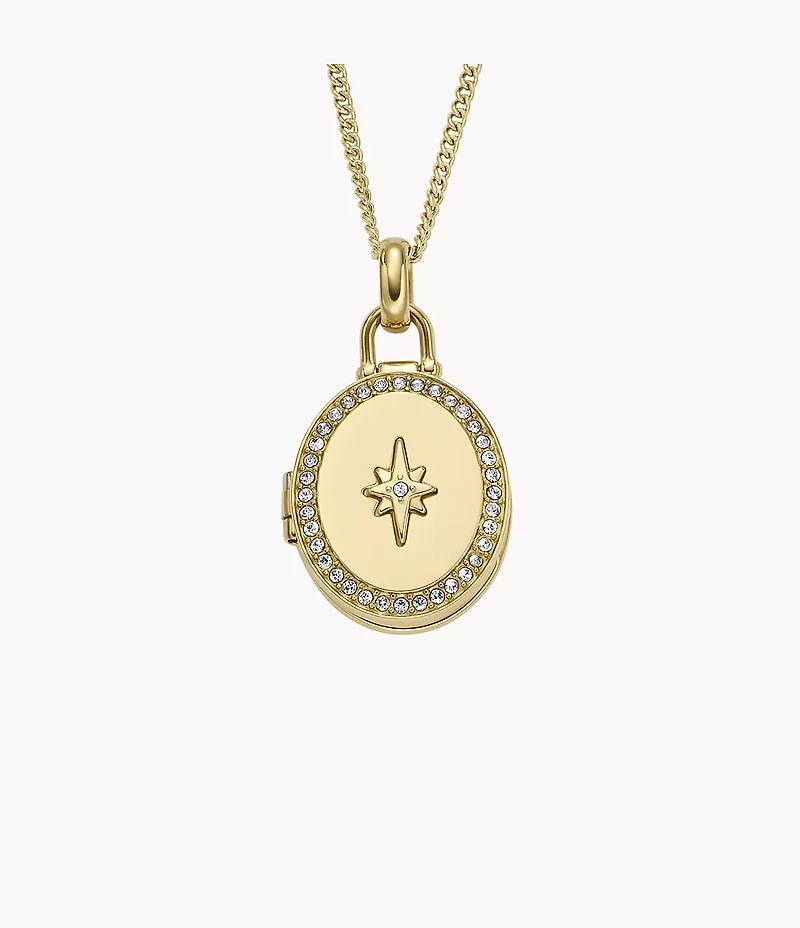 Sadie Locket Collection Gold-Tone Stainless Steel Pendant Necklace