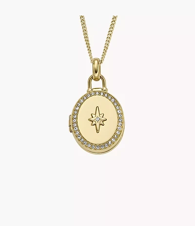 Sadie Locket Collection Gold-Tone Stainless Steel Pendant Necklace