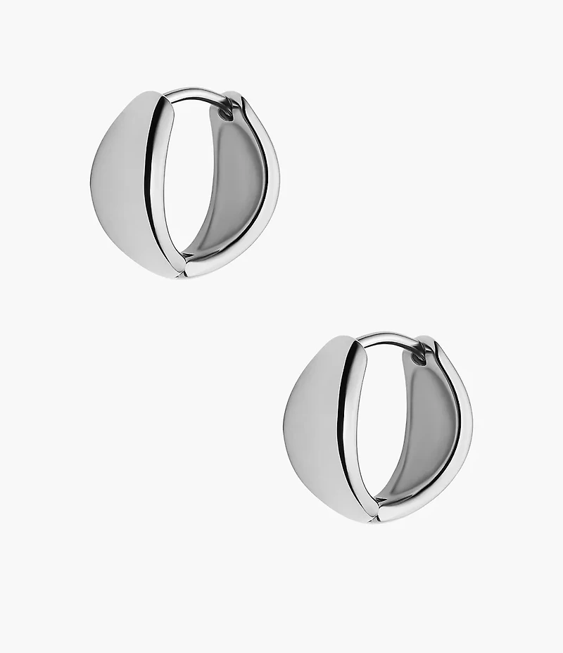 Ellis Domed Collection Stainless Steel Hoop Earrings