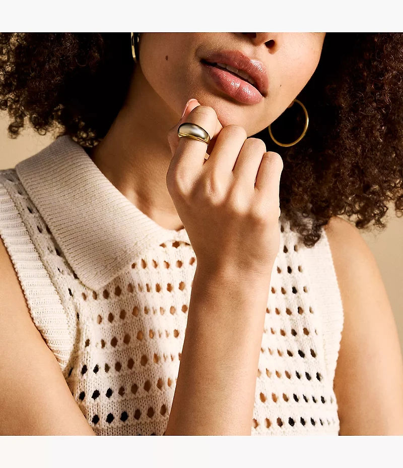 Ellis Domed Collection Gold-Tone Stainless Steel Band Ring