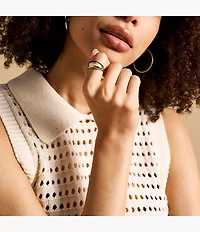 Ellis Domed Collection Gold-Tone Stainless Steel Band Ring