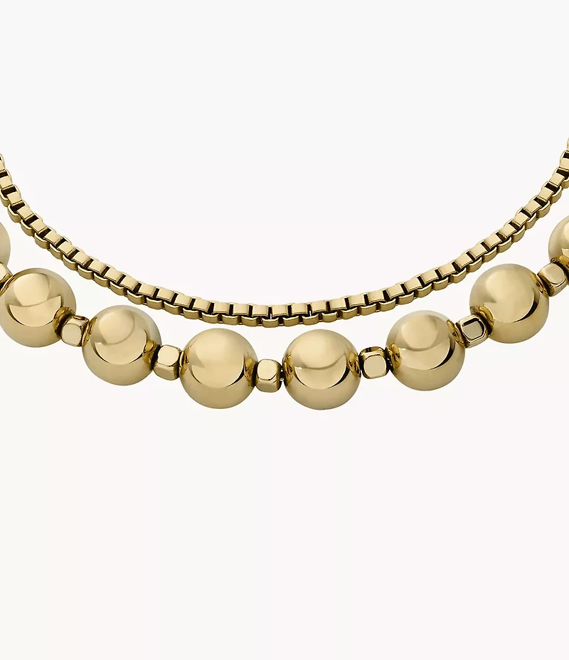 All Stacked Up Gold-Tone Stainless Steel Beaded Bracelet