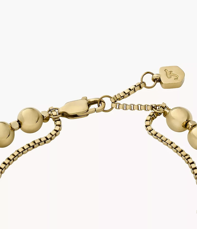 All Stacked Up Gold-Tone Stainless Steel Beaded Bracelet