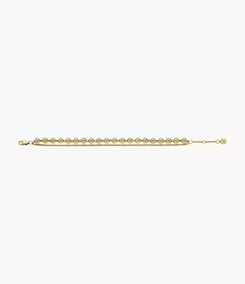 All Stacked Up Gold-Tone Stainless Steel Beaded Bracelet