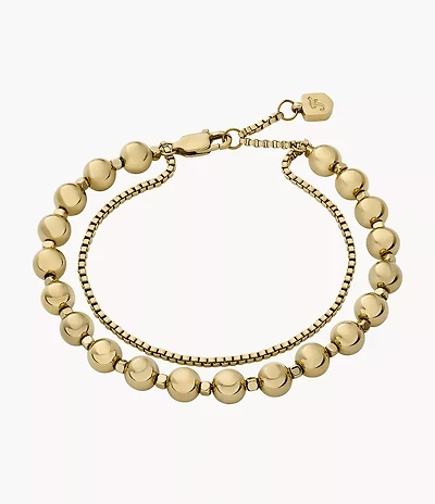 All Stacked Up Gold-Tone Stainless Steel Beaded Bracelet