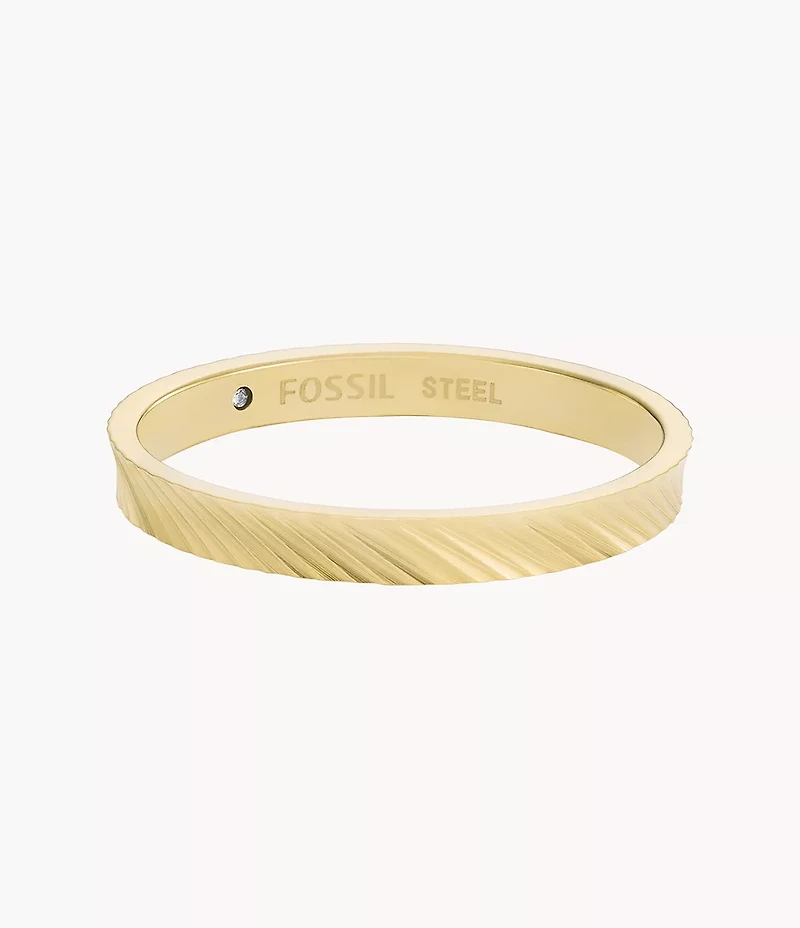 Harlow Linear Texture Gold-Tone Stainless Steel Band Ring