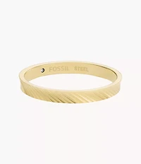 Harlow Linear Texture Gold-Tone Stainless Steel Band Ring