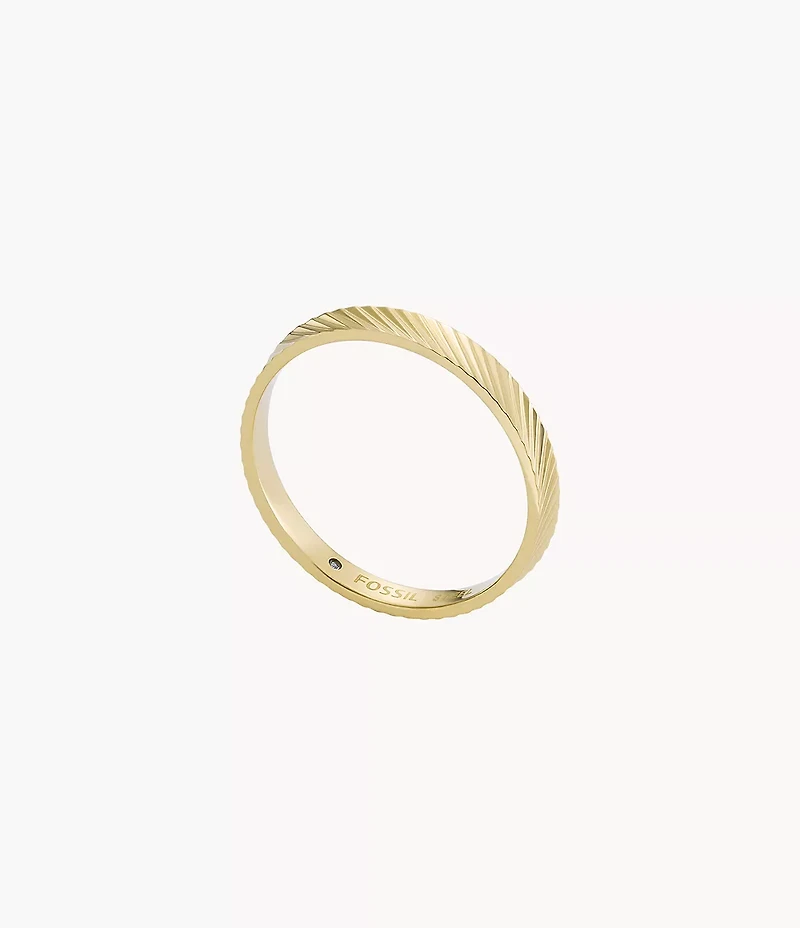 Harlow Linear Texture Gold-Tone Stainless Steel Band Ring