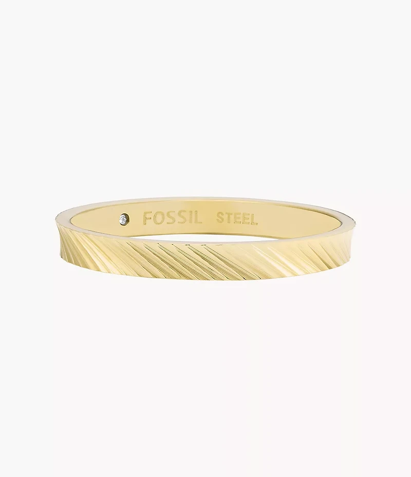 Harlow Linear Texture Gold-Tone Stainless Steel Band Ring