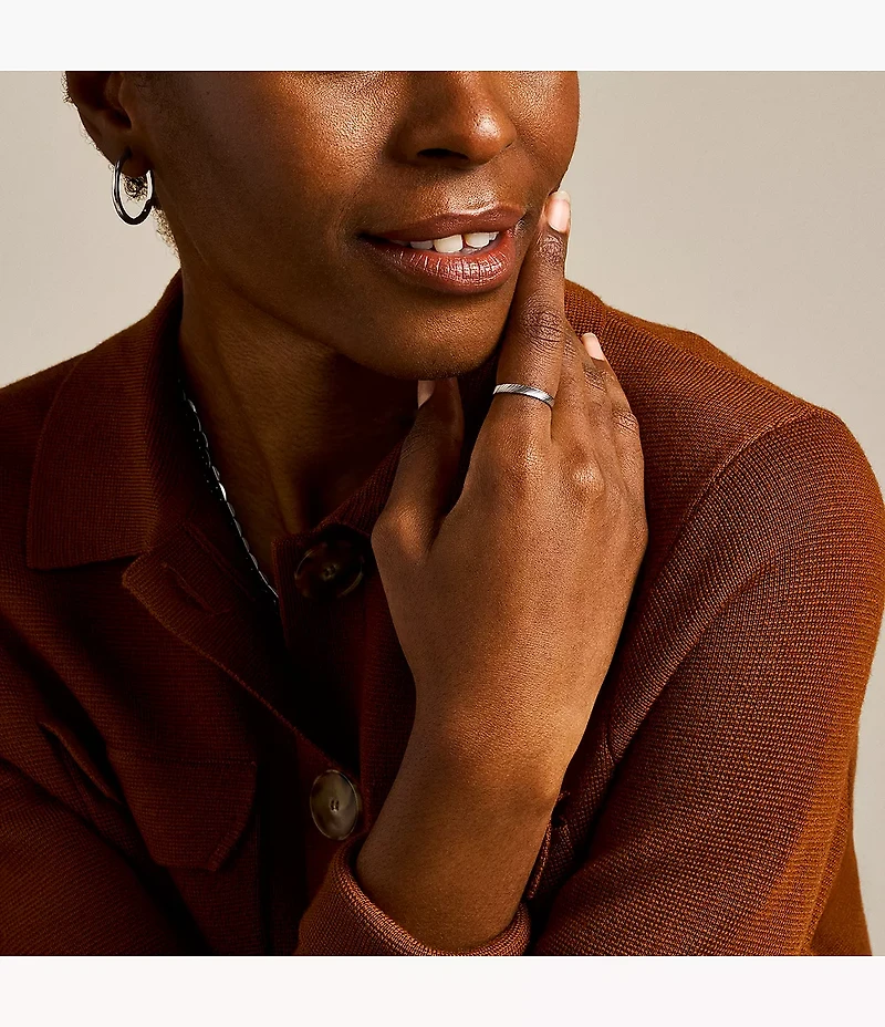 Harlow Linear Texture Stainless Steel Band Ring