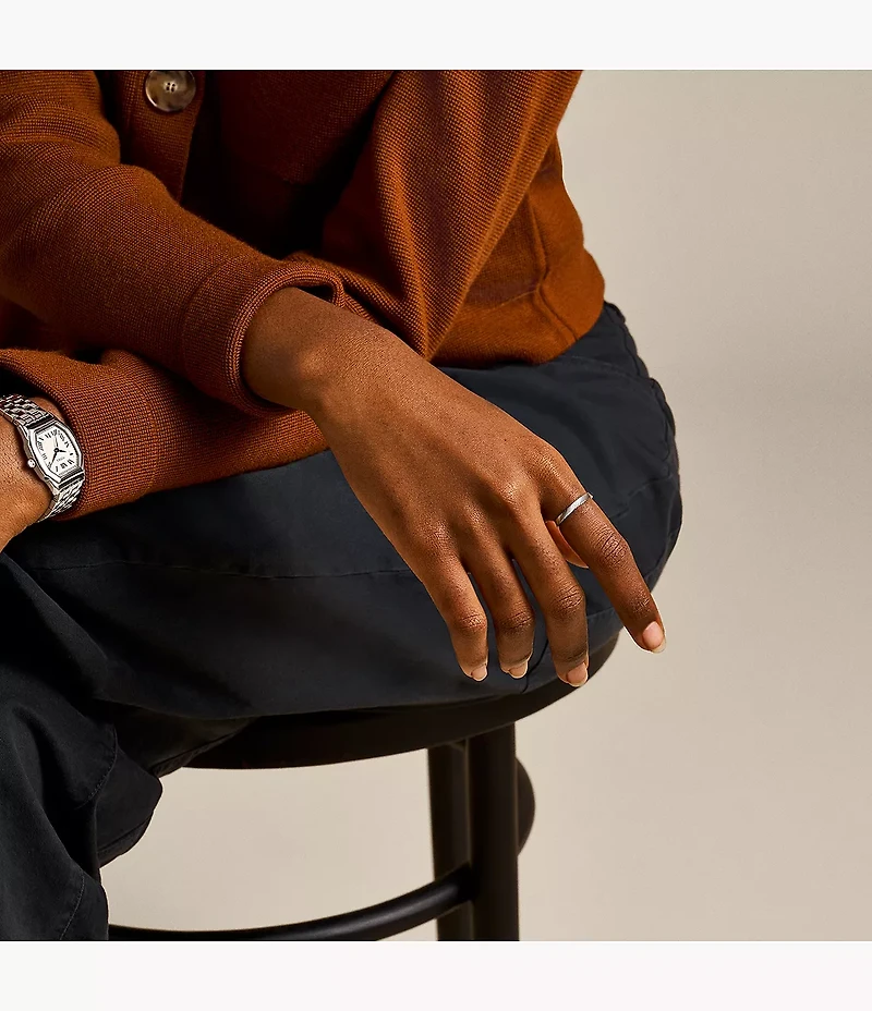 Harlow Linear Texture Stainless Steel Band Ring