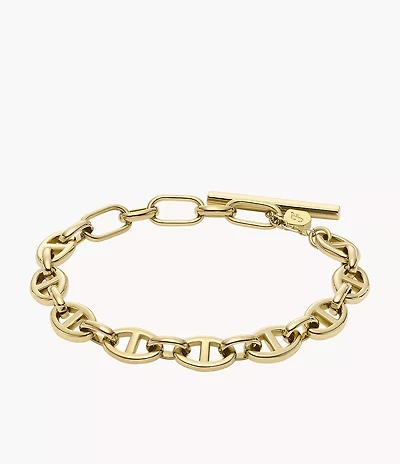Heritage D-Link Gold-Tone Stainless Steel Chain Bracelet