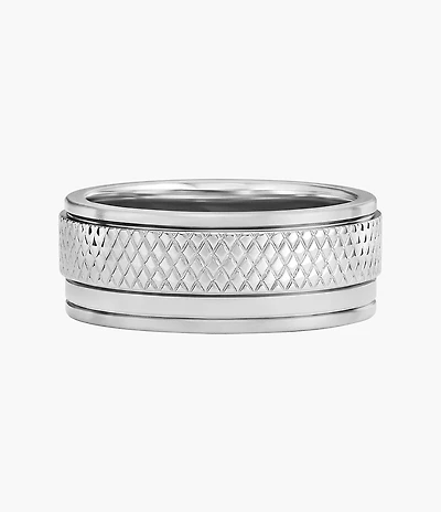 Machine Knurled Texture Stainless Steel Band Ring