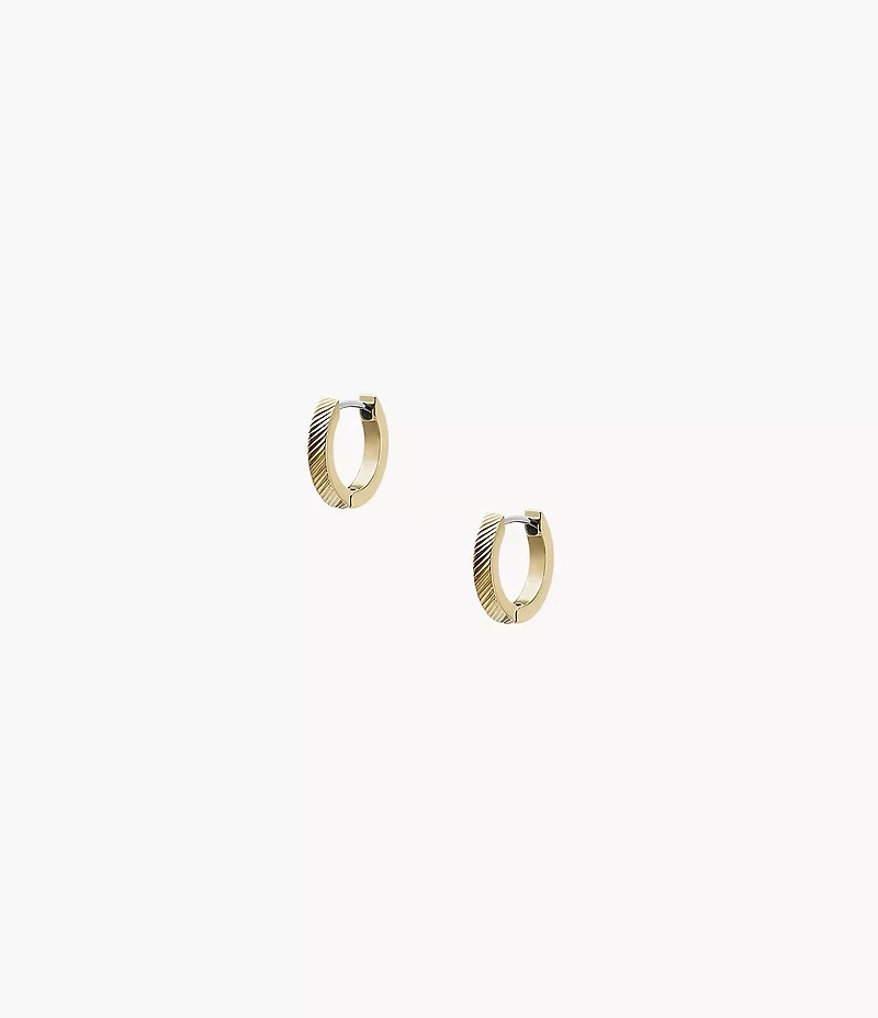Harlow Linear Texture Gold-Tone Stainless Steel Hoop Earrings