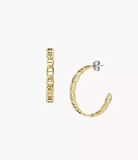Heritage D-Link Gold-Tone Stainless Steel Hoop Earrings