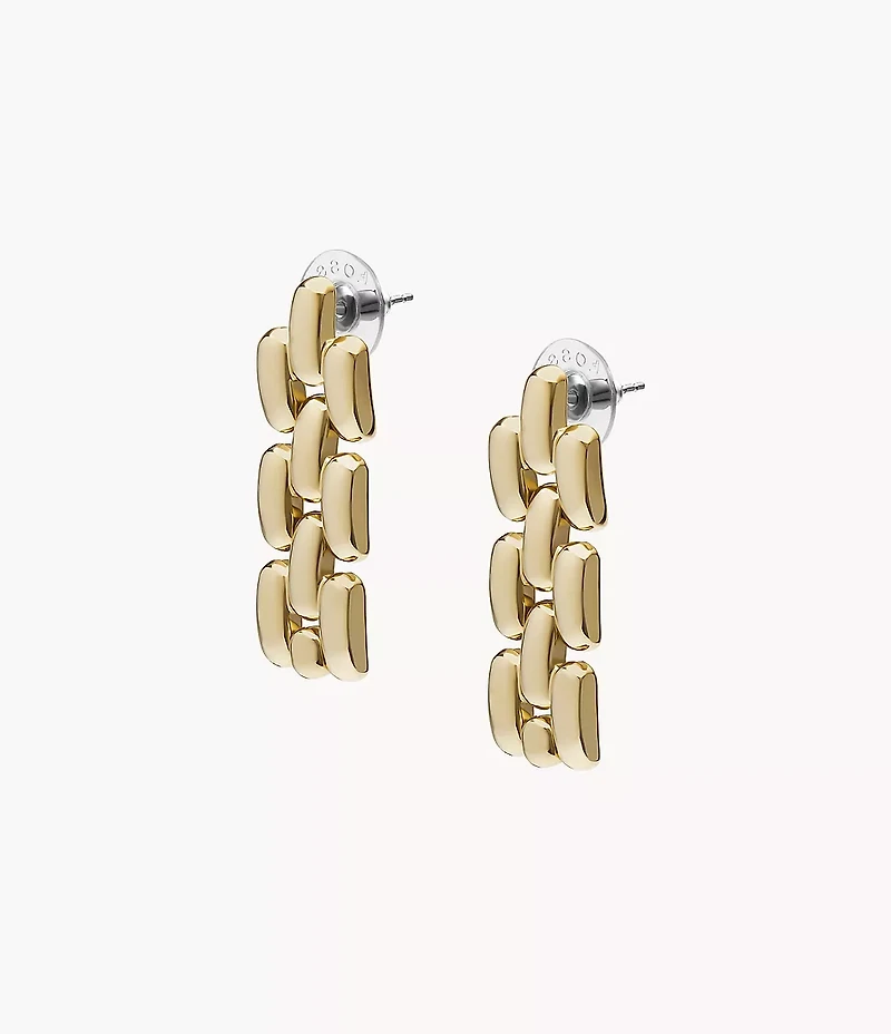 Arden Watch Links Gold-Tone Stainless Steel Drop Earrings