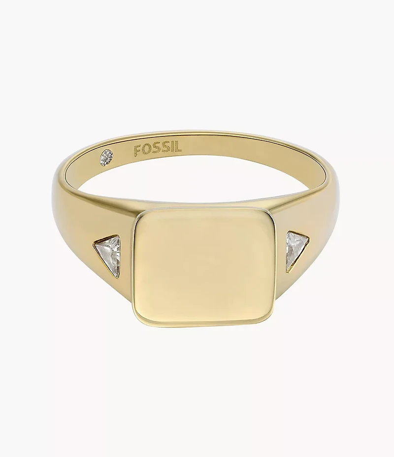 Ellis Gold-Tone Stainless Steel Signet Ring