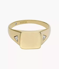 Ellis Gold-Tone Stainless Steel Signet Ring