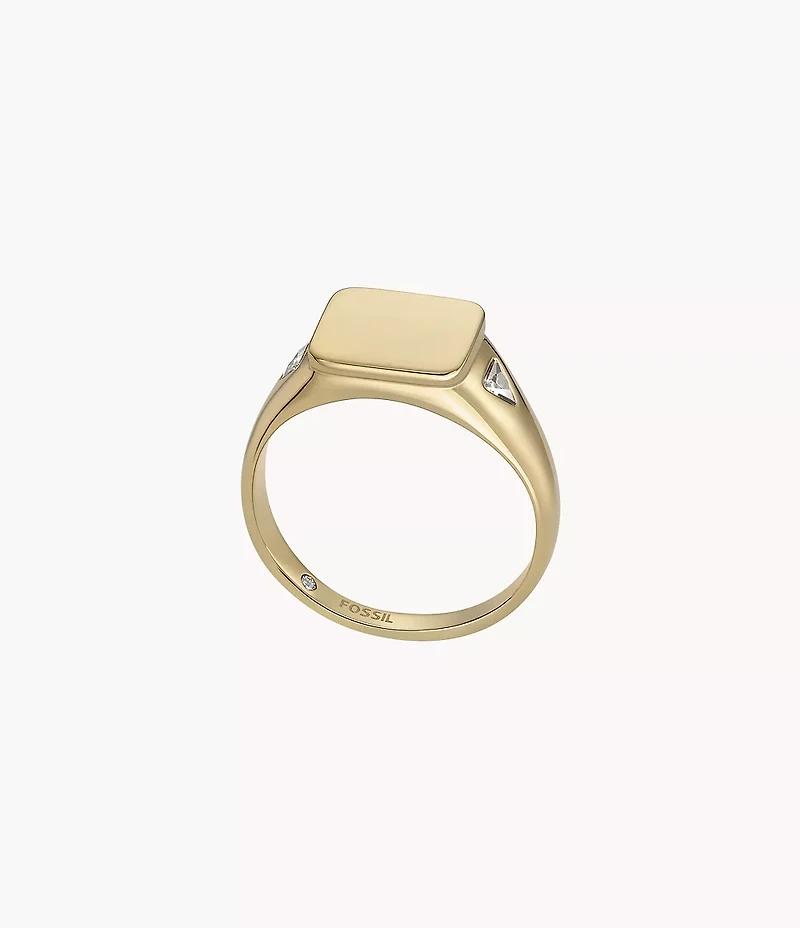 Ellis Gold-Tone Stainless Steel Signet Ring