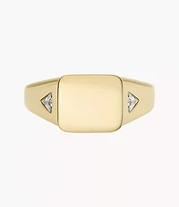 Ellis Gold-Tone Stainless Steel Signet Ring