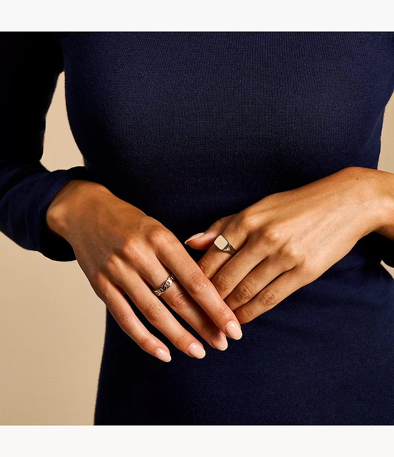 Ellis Gold-Tone Stainless Steel Signet Ring