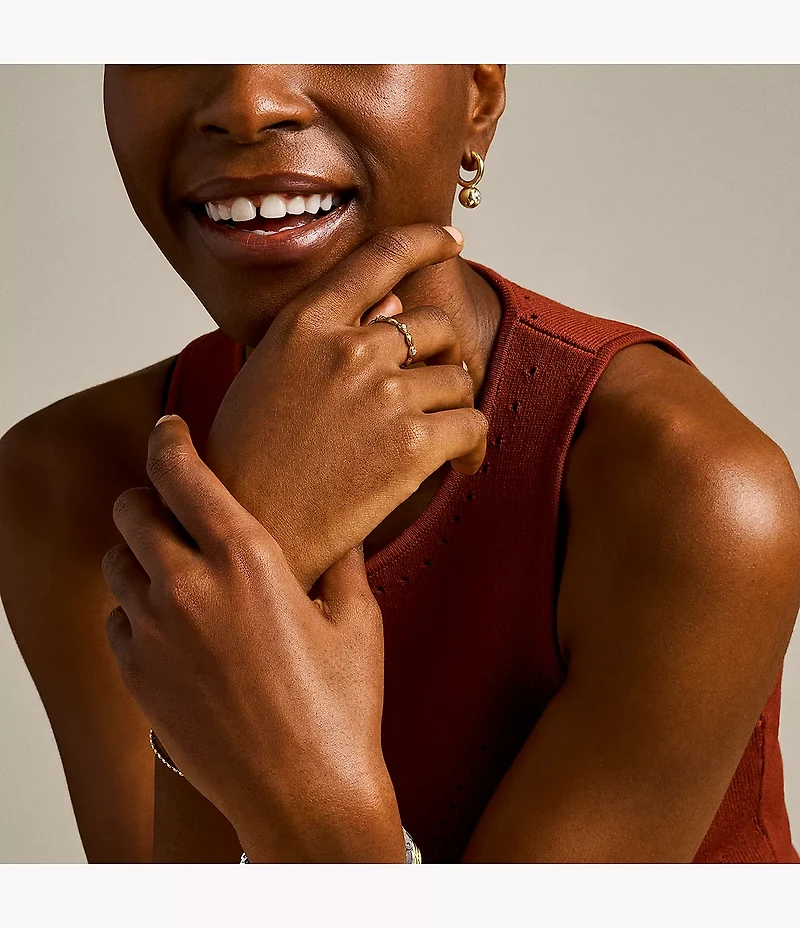 Sutton Evil Eye Gold-Tone Stainless Steel Band Ring