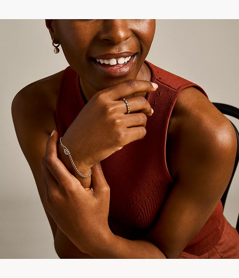 Sutton Evil Eye Gold-Tone Stainless Steel Band Ring