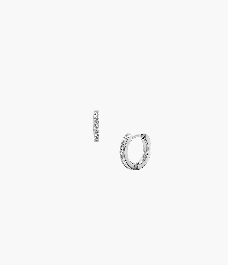 Ellis Pavé Glitz Stainless Steel Hoop Earrings