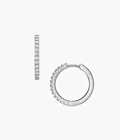 Ellis Pavé Glitz Stainless Steel Hoop Earrings