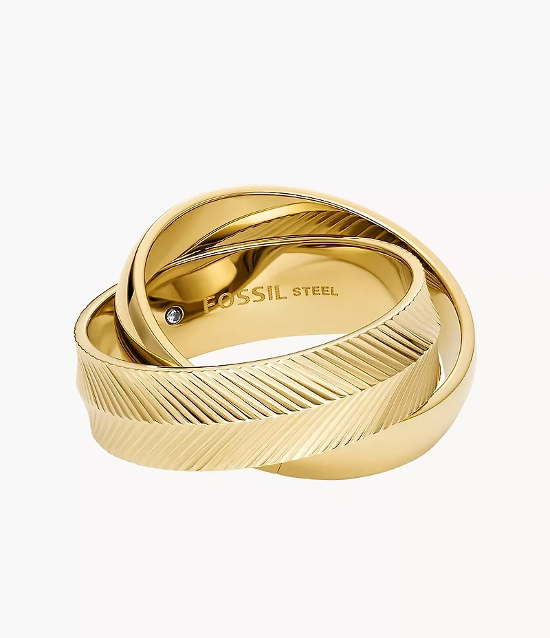 Harlow Interlocking Links Gold-Tone Stainless Steel Band Ring