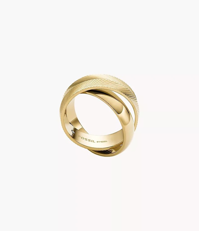 Harlow Interlocking Links Gold-Tone Stainless Steel Band Ring