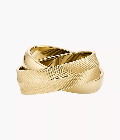 Harlow Interlocking Links Gold-Tone Stainless Steel Band Ring