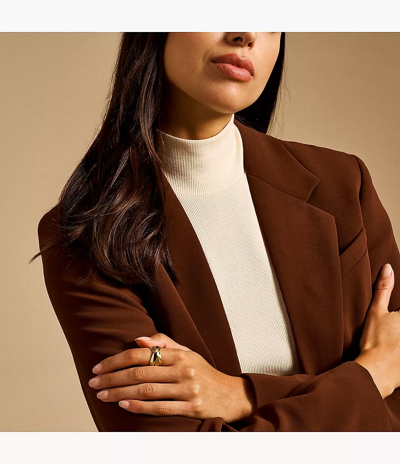 Harlow Interlocking Links Gold-Tone Stainless Steel Band Ring