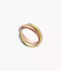 Harlow Interlocking Links Tri-Tone Stainless Steel Band Ring