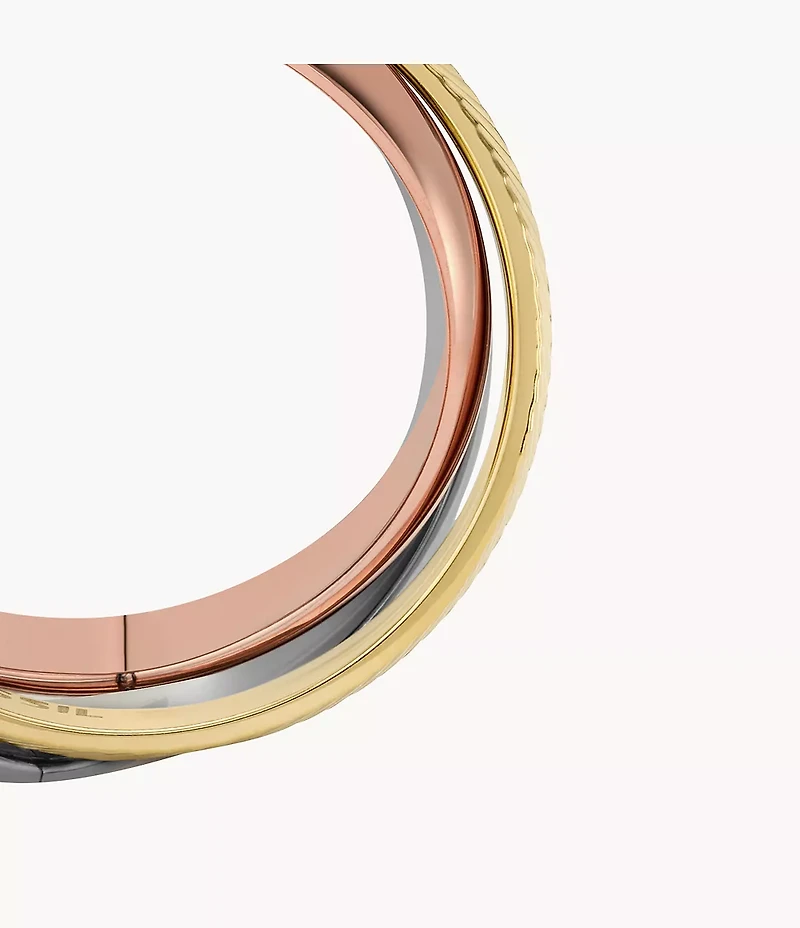 Harlow Interlocking Links Tri-Tone Stainless Steel Band Ring