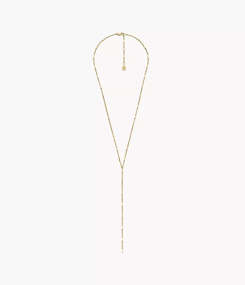 Ellis All Stacked Up Gold-Tone Stainless Steel Y-Neck Necklace