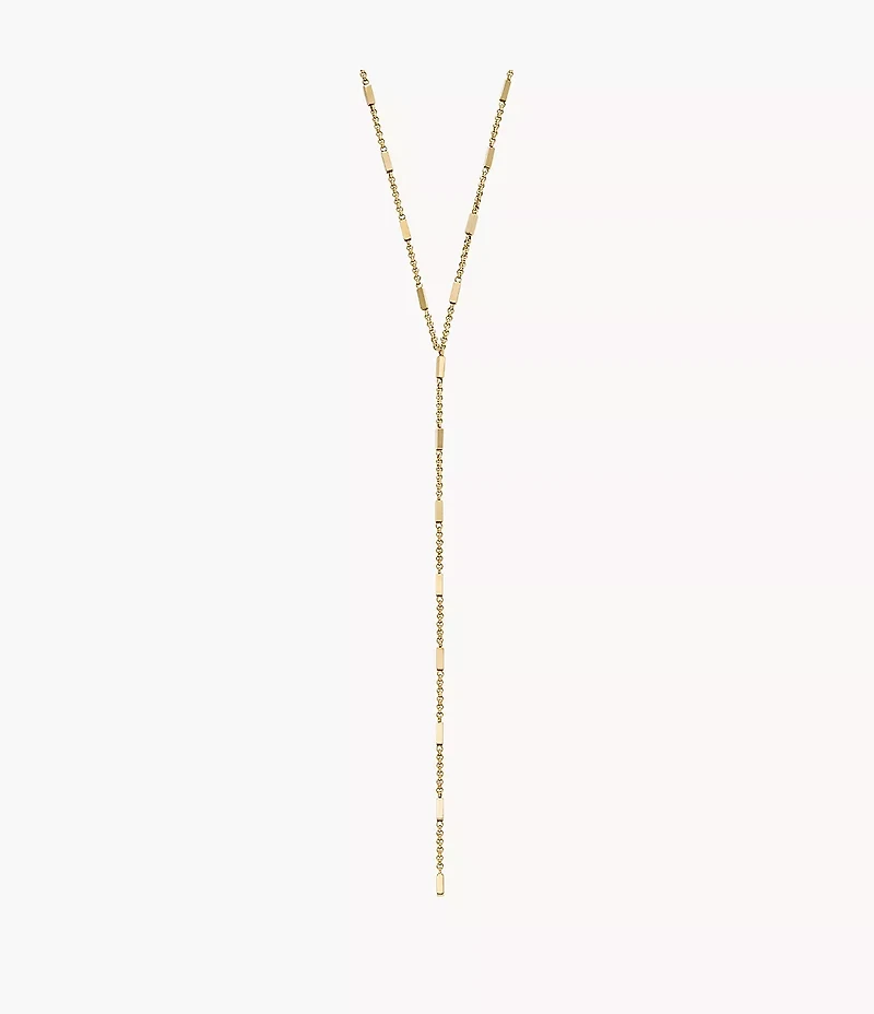 Ellis All Stacked Up Gold-Tone Stainless Steel Y-Neck Necklace