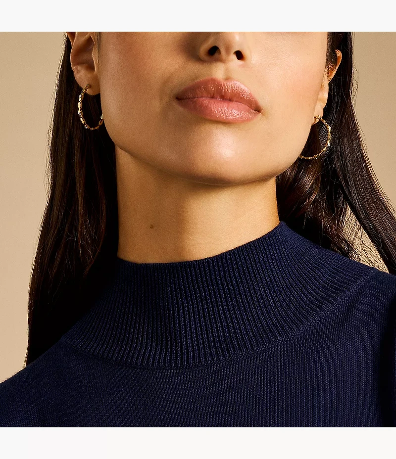 Sutton Evil Eye Gold-Tone Stainless Steel Hoop Earrings