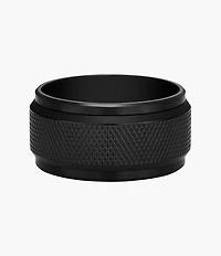 Machine Knurled Texture Black Stainless Steel Band Ring