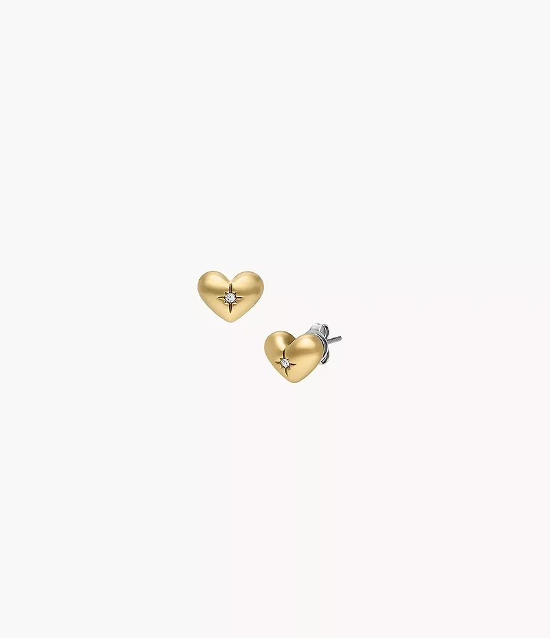 Sadie All My Love Gold-Tone Stainless Steel Heart Stud Earrings