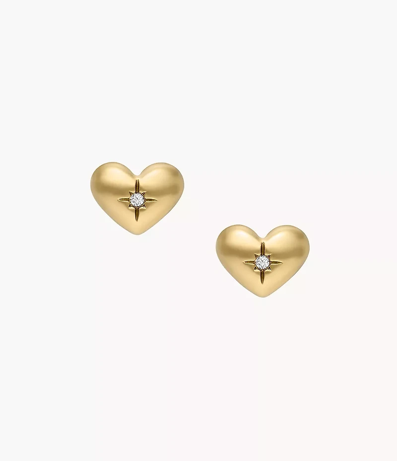 Sadie All My Love Gold-Tone Stainless Steel Heart Stud Earrings