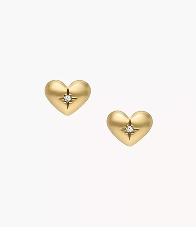 Sadie All My Love Gold-Tone Stainless Steel Heart Stud Earrings