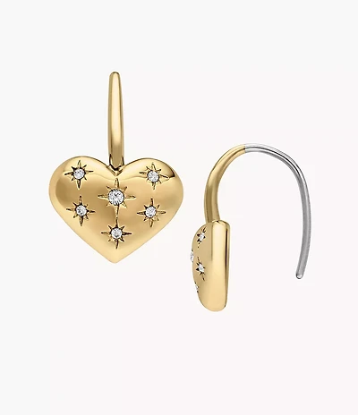 Sadie All My Love Gold-Tone Stainless Steel Heart Drop Earrings